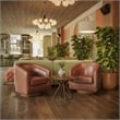 Traditional Club Style Chair with 360 Swivel Metal Base in Brown LeatherSoft