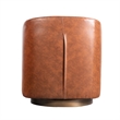 Traditional Club Style Chair with 360 Swivel Metal Base in Brown LeatherSoft