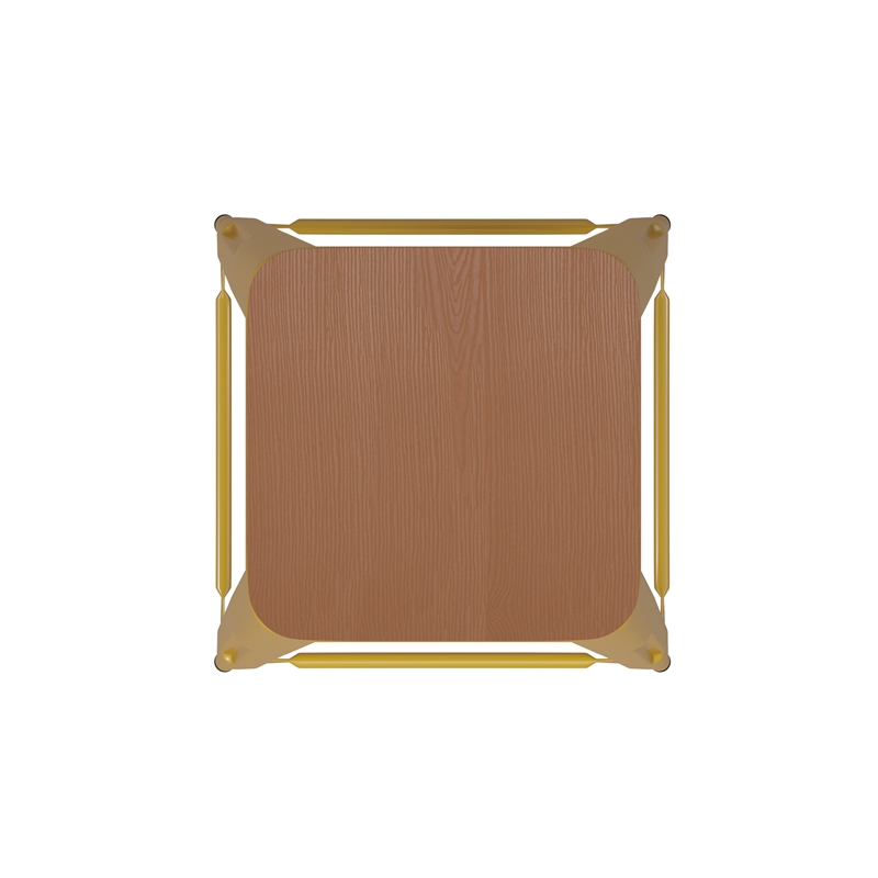 Indoor/Outdoor Backless Counter Stool with Poly Seat - Yellow/Teak