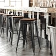 Flash Furniture Indoor/Outdoor Backless Bar Stool with Poly Seat - Black/Teak