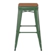 Flash Furniture Indoor/Outdoor Backless Bar Stool with Poly Seat - Green/Teak