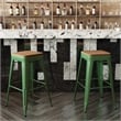Flash Furniture Indoor/Outdoor Backless Bar Stool with Poly Seat - Green/Teak