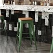 Flash Furniture Indoor/Outdoor Backless Bar Stool with Poly Seat - Green/Teak