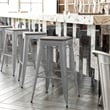 Indoor/Outdoor Backless Bar Stool with Poly Seat - Silver/Gray