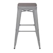 Indoor/Outdoor Backless Bar Stool with Poly Seat - Silver/Gray