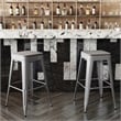 Indoor/Outdoor Backless Bar Stool with Poly Seat - Silver/Gray