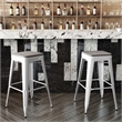 Flash Furniture Indoor/Outdoor Backless Bar Stool with Poly Seat - White/Gray