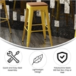 Indoor/Outdoor Backless Bar Stool with Poly Seat - Yellow/Teak