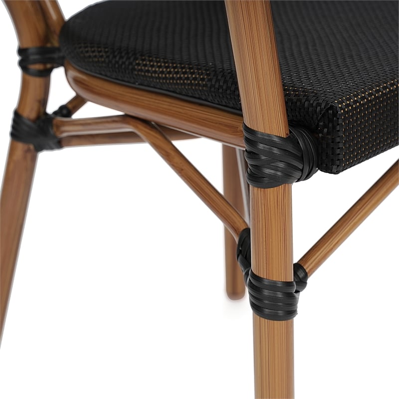 All-Weather Commercial Paris Chair with Arms and Natural Metal Frame-Black