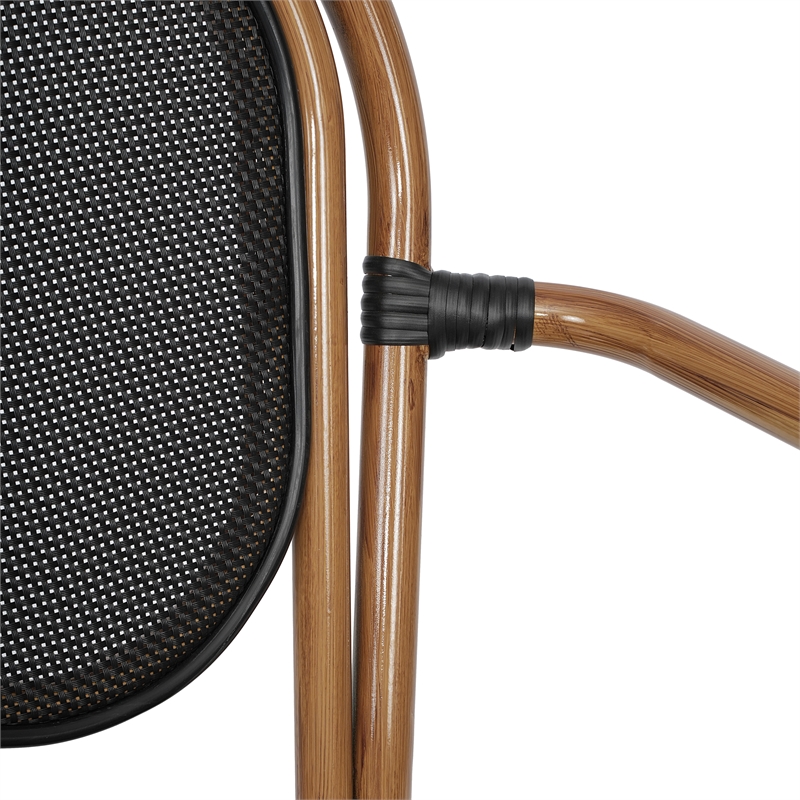 All-Weather Commercial Paris Chair with Arms and Natural Metal Frame-Black