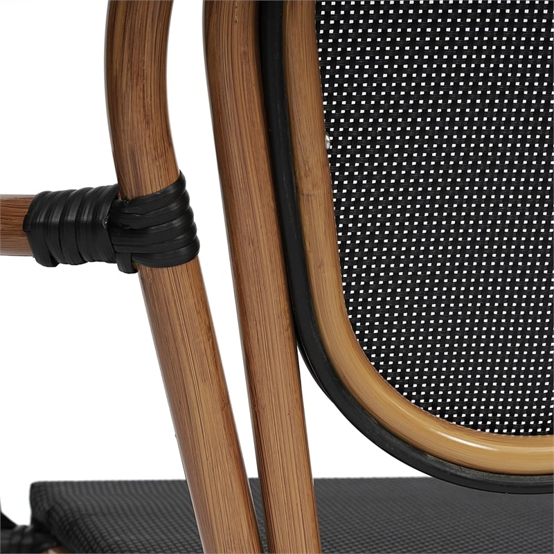 All-Weather Commercial Paris Chair with Arms and Natural Metal Frame-Black