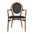 All-Weather Commercial Paris Chair with Arms and Natural Metal Frame-Black