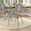 All-Weather Commercial Paris Chair with Arms and Natural Metal Frame-Black/White