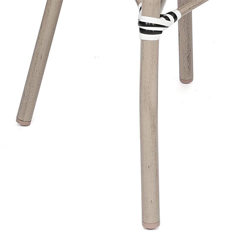 All-Weather Commercial Paris Chair with Arms and Natural Metal Frame-Black/White