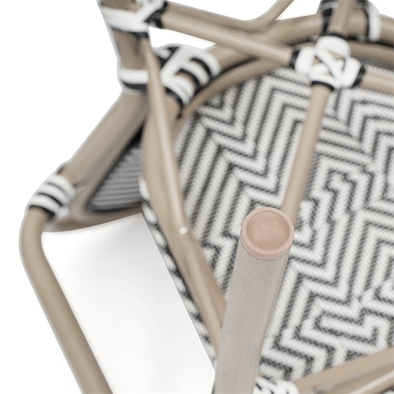 All-Weather Commercial Paris Chair with Arms and Natural Metal Frame-Black/White