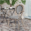 All-Weather Commercial Paris Chair with Arms and Natural Metal Frame-Black/White