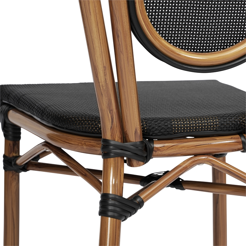 All-Weather Commercial Paris Chair with Natural Metal Frame-Black