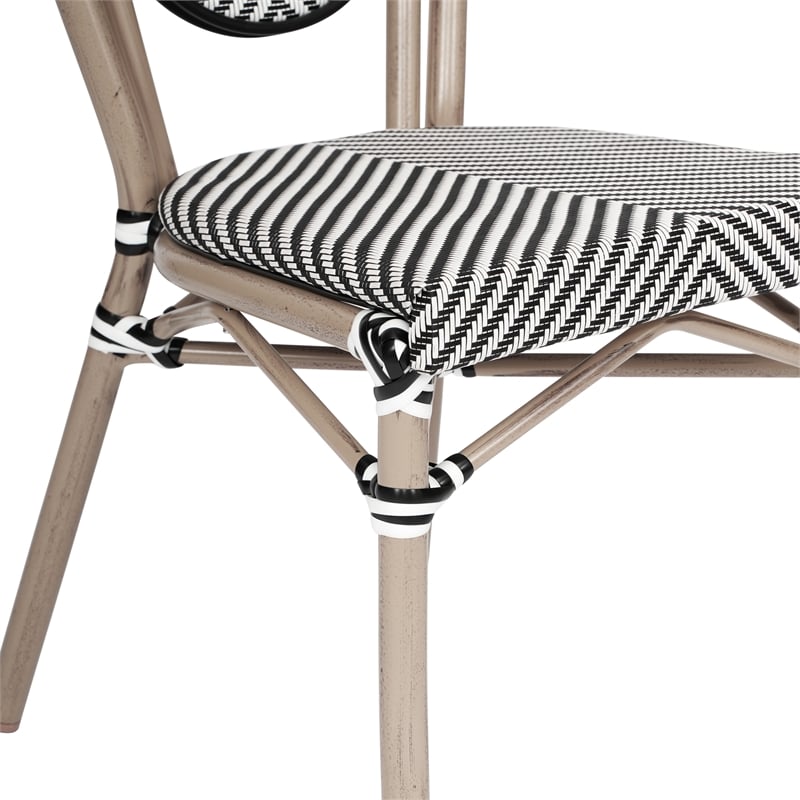 All-Weather Commercial Paris Chair with LT Natural Metal Frame-Black/White