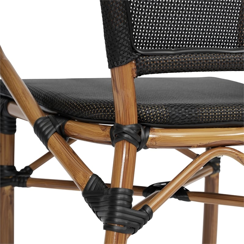 All-Weather Commercial Paris Chair with Arms and Natural Metal Frame-Black