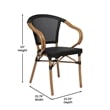 All-Weather Commercial Paris Chair with Arms and Natural Metal Frame-Black