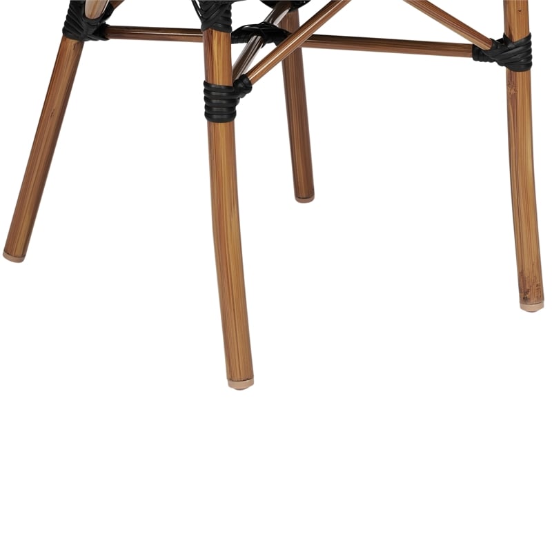 All-Weather Commercial Paris Chair with Arms and Natural Metal Frame-Black