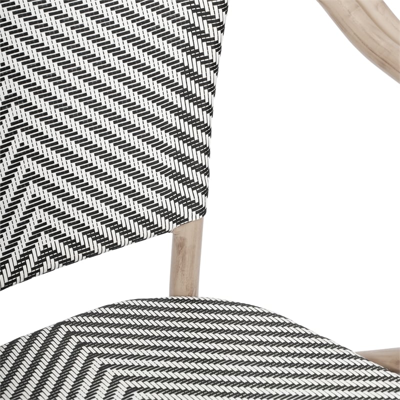 All-Weather Commercial Paris Chair w/ Arms & LT Natural Metal Frame-Black/White