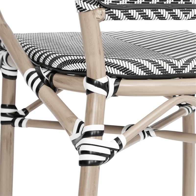 All-Weather Commercial Paris Chair w/ Arms & LT Natural Metal Frame-Black/White