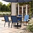 Commercial 5 Pc Outdoor Patio Dining Set with Glass Table and 4 Chairs - Navy