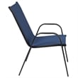 Commercial 5 Pc Outdoor Patio Dining Set with Glass Table and 4 Chairs - Navy