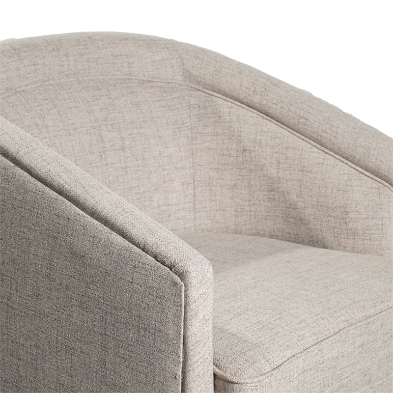 Traditional Club Style Accent Chair with 360 Swivel Metal Base in Cream Fabric