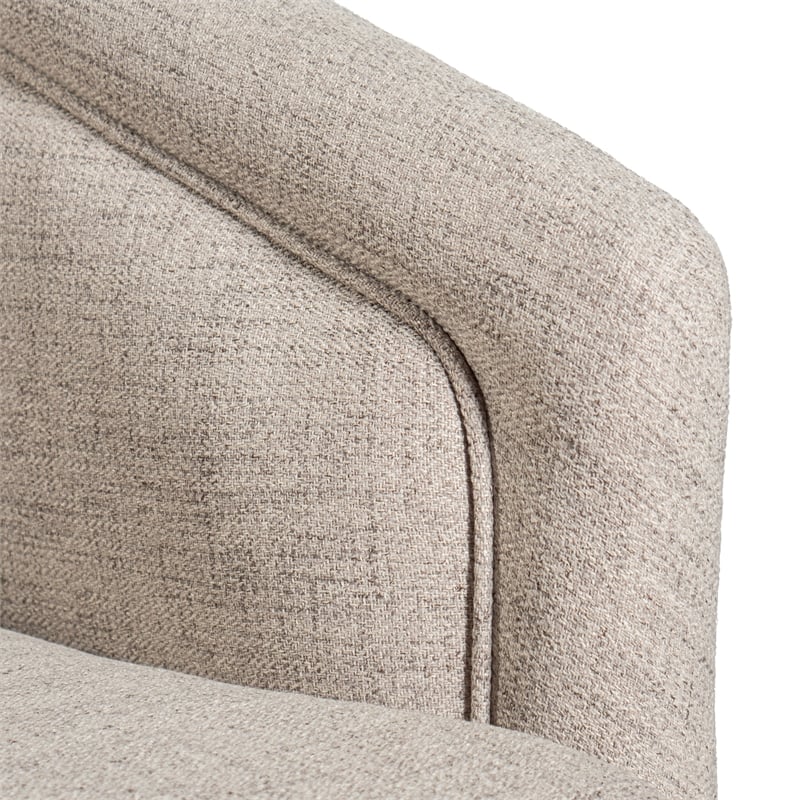 Traditional Club Style Accent Chair with 360 Swivel Metal Base in Cream Fabric