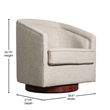 Traditional Club Style Accent Chair with 360 Swivel Metal Base in Cream Fabric