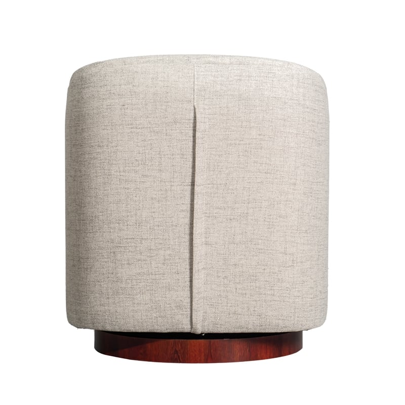 Traditional Club Style Accent Chair with 360 Swivel Metal Base in Cream Fabric