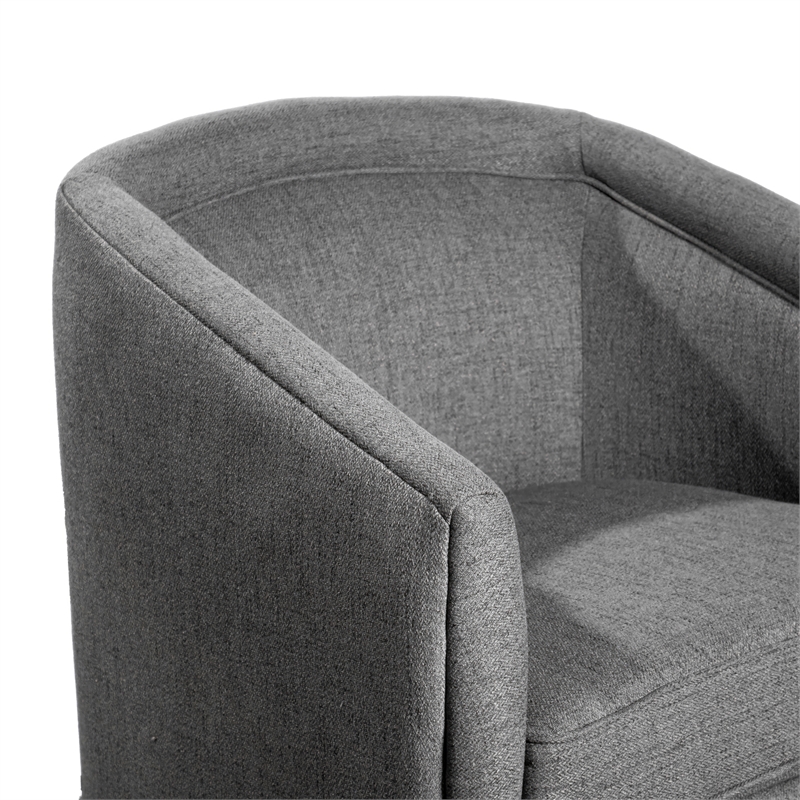 Traditional Club Style Accent Chair with 360 Swivel Metal Base in Gray Fabric