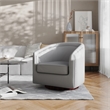 Traditional Club Style Chair with 360 Swivel Metal Base in Gray LeatherSoft