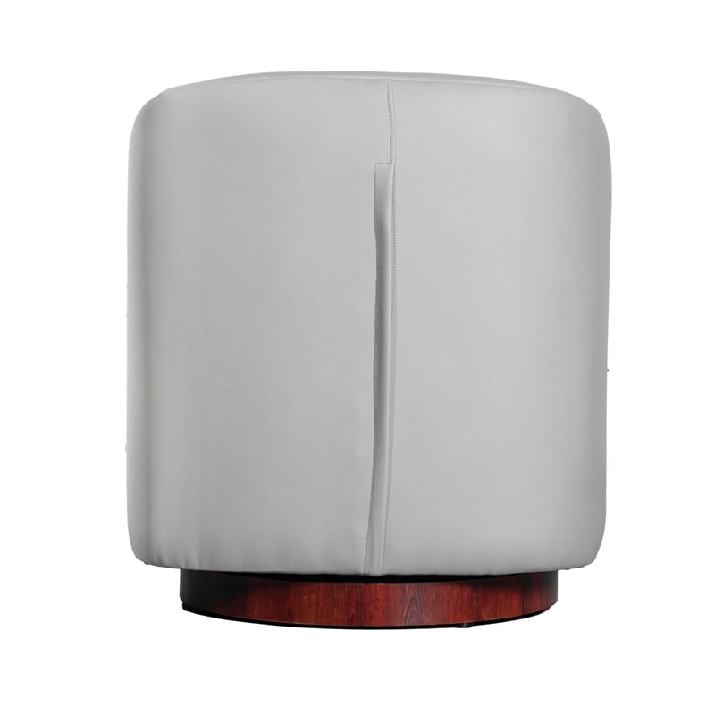 Traditional Club Style Chair with 360 Swivel Metal Base in Gray LeatherSoft