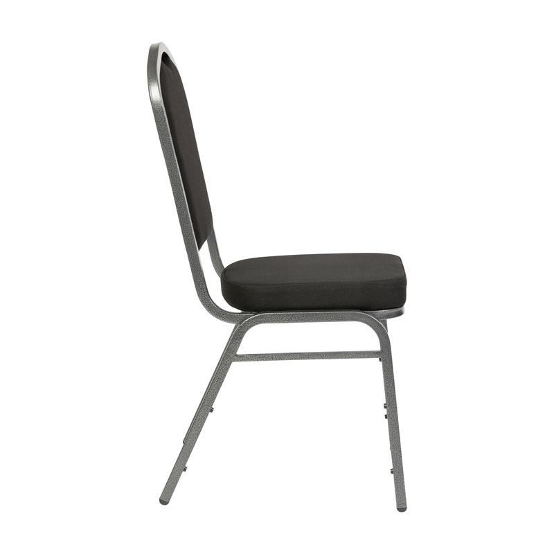 Crown Back Stacking Banquet Chair in Black Fabric - Silver Vein Frame