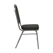Crown Back Stacking Banquet Chair in Black Fabric - Silver Vein Frame