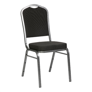 Crown Back Stacking Banquet Chair in Black Fabric - Silver Vein Frame