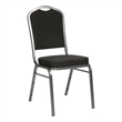 Crown Back Stacking Banquet Chair in Black Fabric - Silver Vein Frame