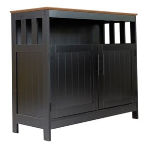 Classic Sideboard and Buffet Cabinet with Open and Closed Storage - Black/Walnut