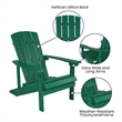 Star and Moon Fire Pit with Mesh Cover & 4 Green Poly Resin Adirondack Chairs