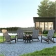 Star and Moon Fire Pit with Mesh Cover & 4 Lt. Gray Poly Resin Adirondack Chairs