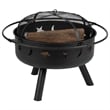 Star and Moon Fire Pit with Mesh Cover & 4 Lt. Gray Poly Resin Adirondack Chairs