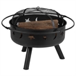 Star and Moon Fire Pit with Mesh Cover & 4 White Poly Resin Adirondack Chairs
