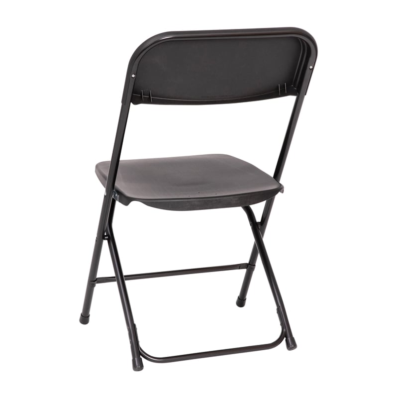 Spacious & Contoured Commercial Wide & Tall Black Plastic Folding Chairs-4 Pack