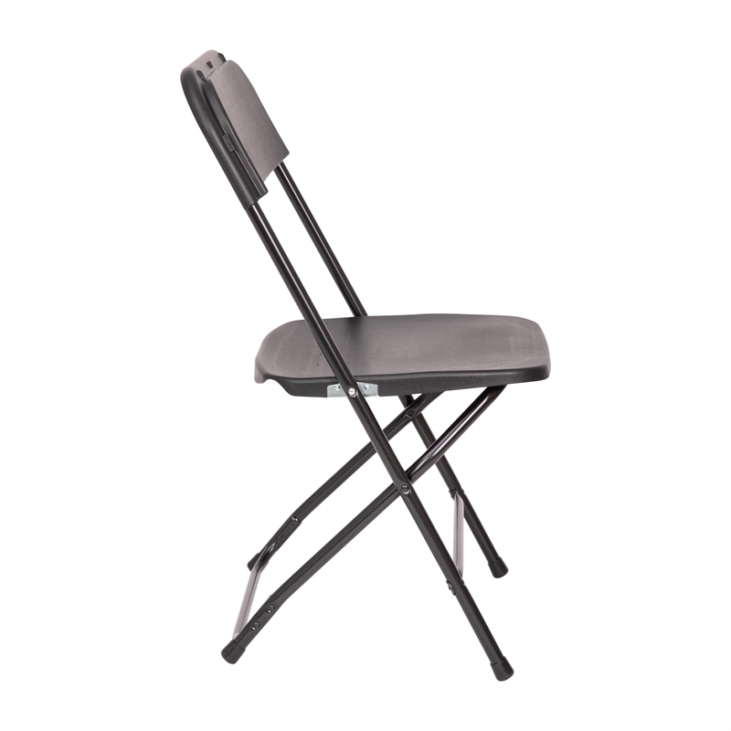 Spacious & Contoured Commercial Wide & Tall Black Plastic Folding Chairs-4 Pack