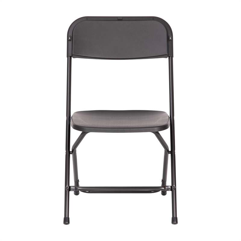 Spacious & Contoured Commercial Wide & Tall Black Plastic Folding Chairs-4 Pack