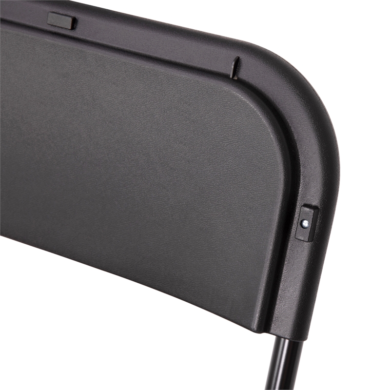 Spacious & Contoured Commercial Wide & Tall Black Plastic Folding Chairs-4 Pack