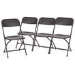 Spacious & Contoured Commercial Wide & Tall Black Plastic Folding Chairs-4 Pack